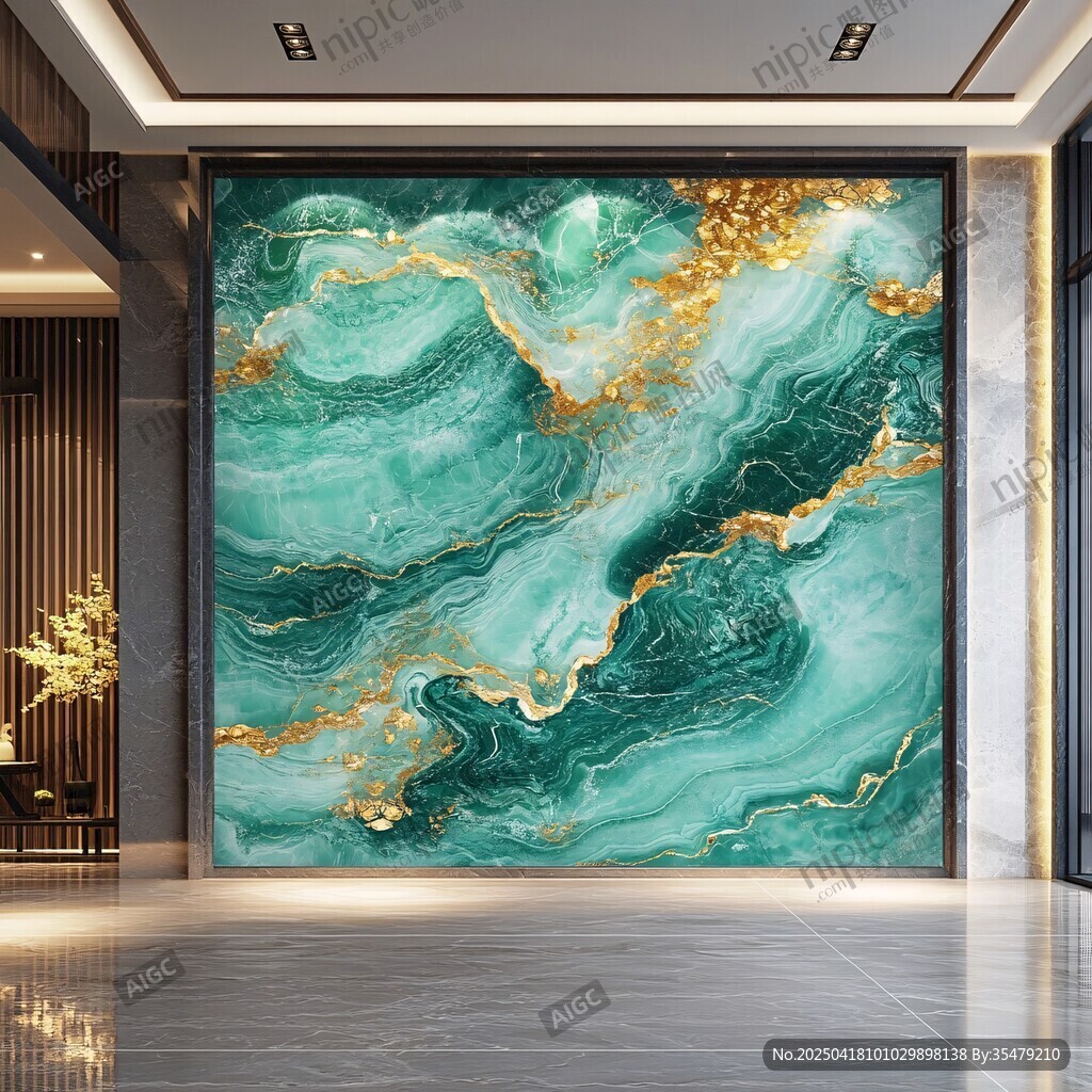 绿金大理石纹奢华背景墙