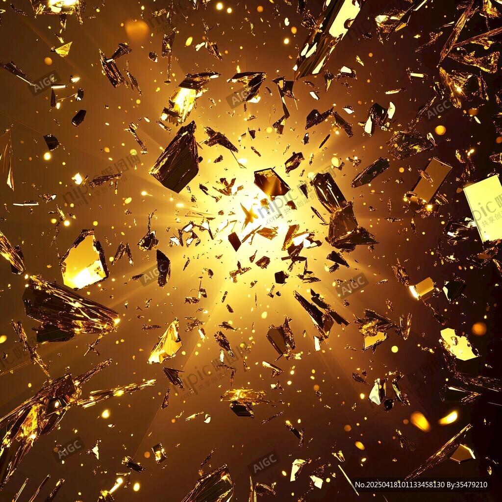 金色碎片爆炸炫目光效