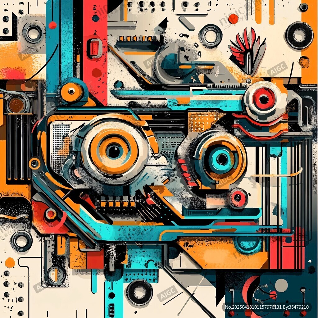 未来机械风抽象艺术插画
