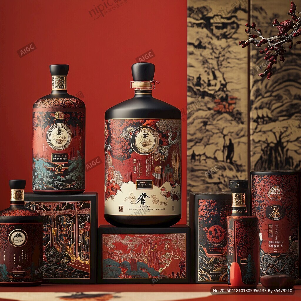 中式典雅白酒包装展示