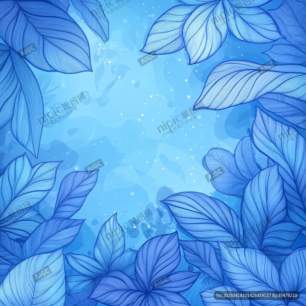 蓝色梦幻叶丛背景图
