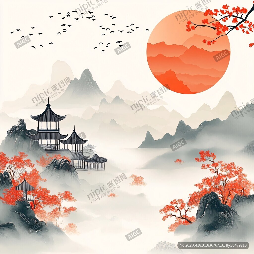 水墨山水间的诗意景致