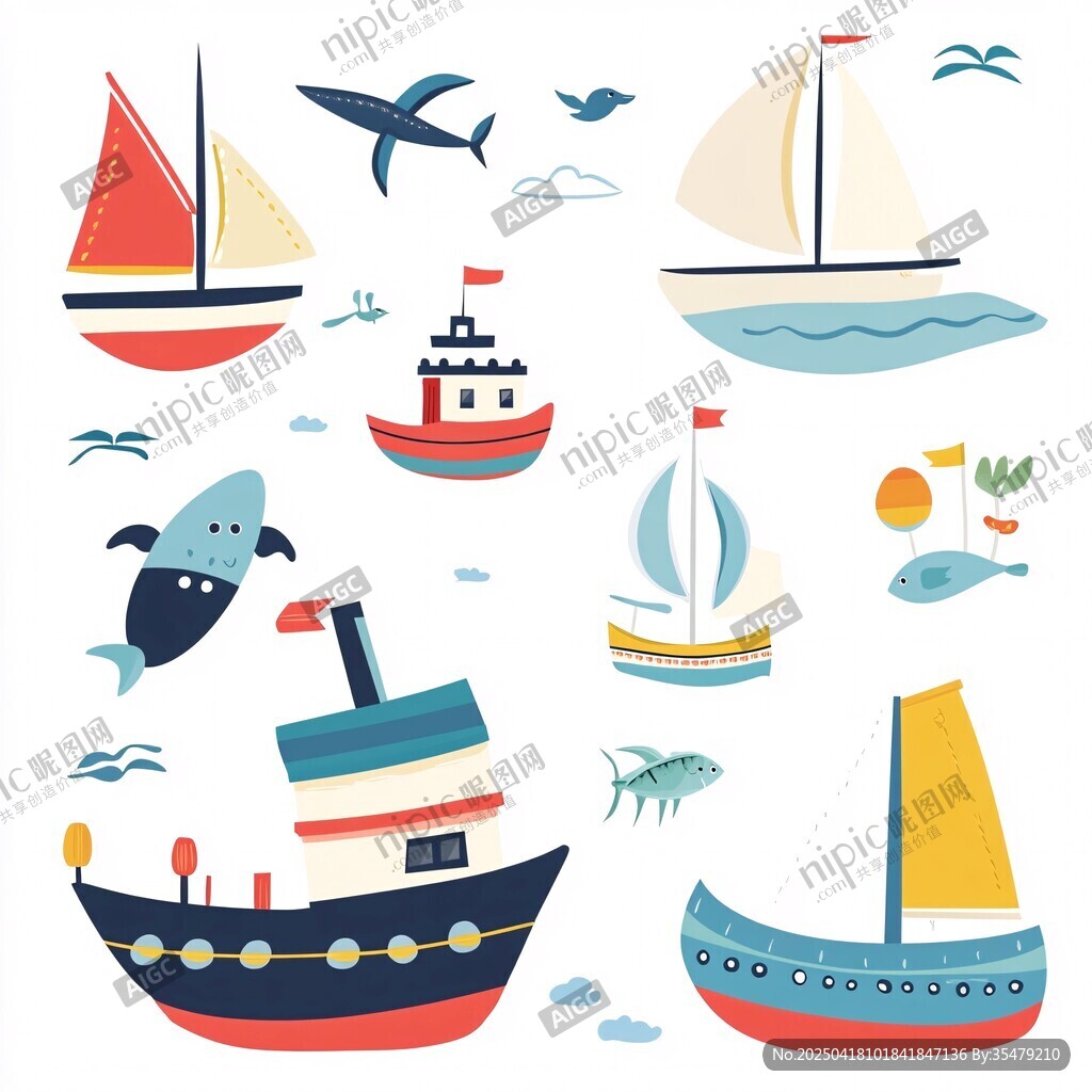 海上交通工具插画集合