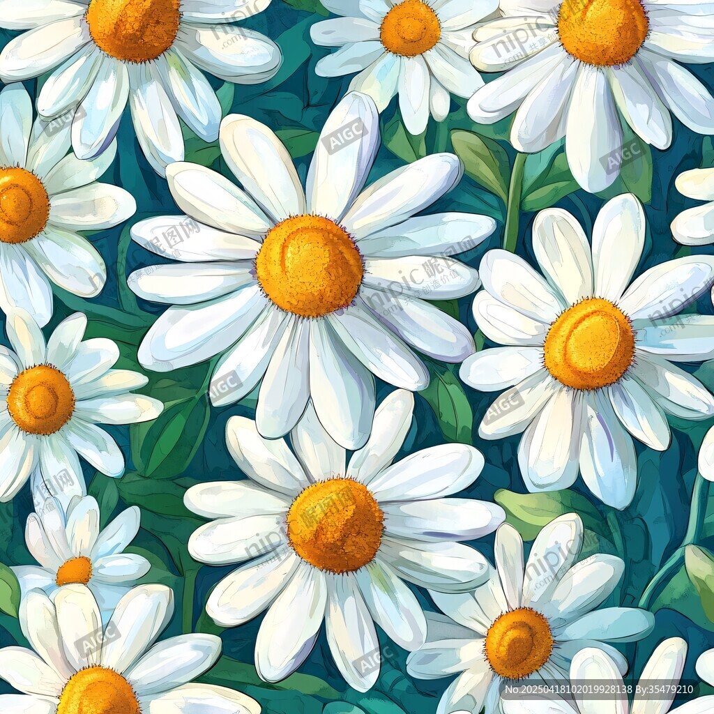 雏菊花海插画图案设计