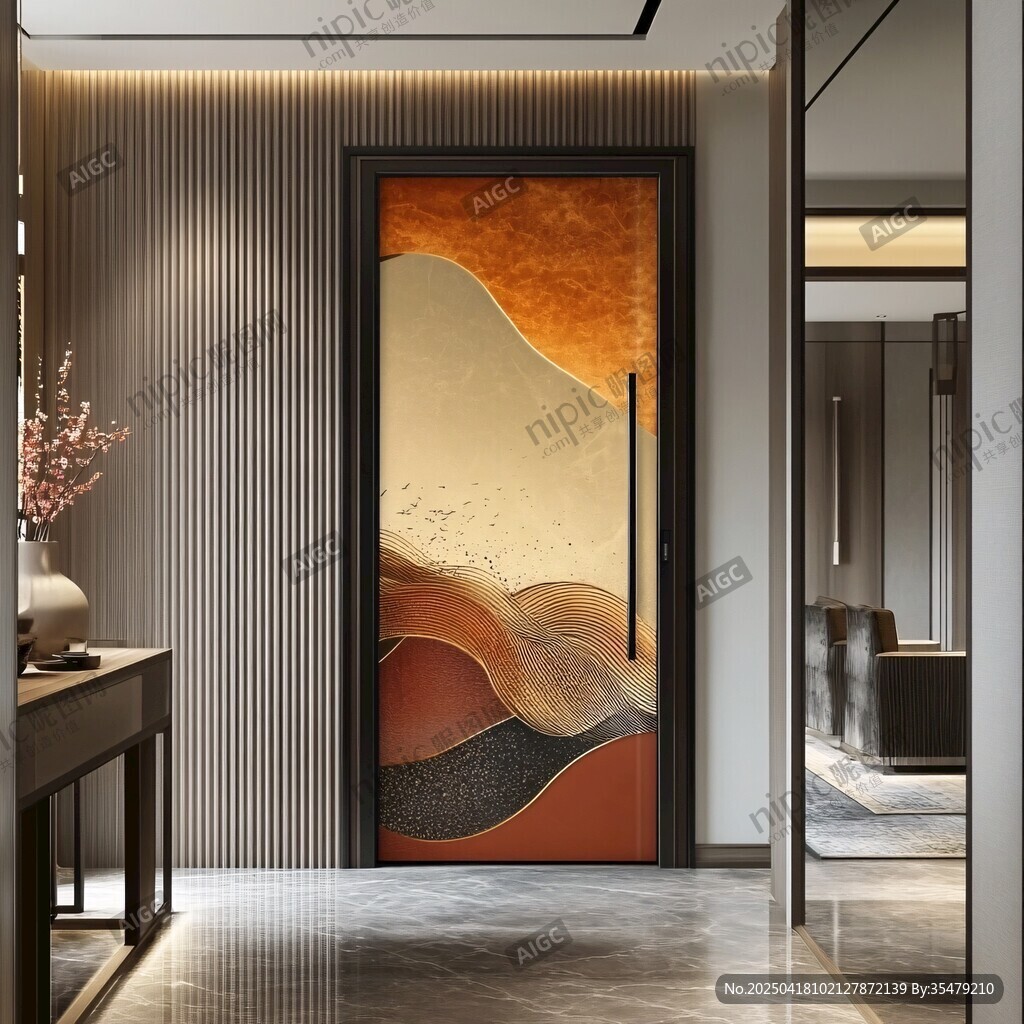 现代风玄关抽象艺术装饰画