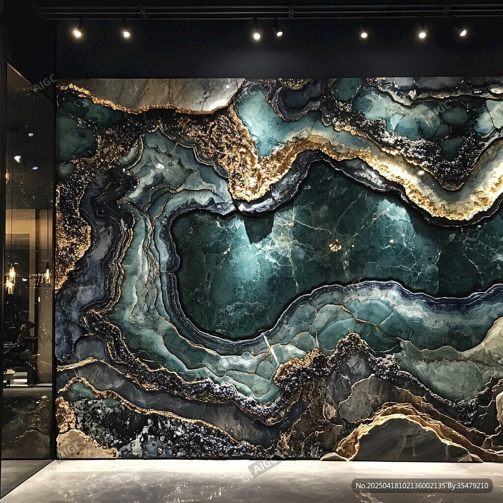 奢华绿金大理石纹理背景墙