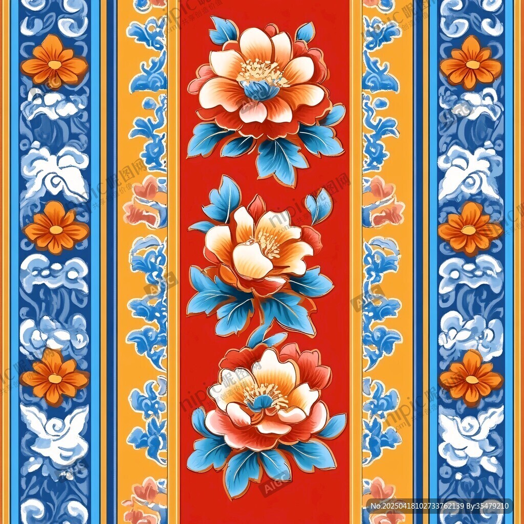 中式传统花卉纹样图案