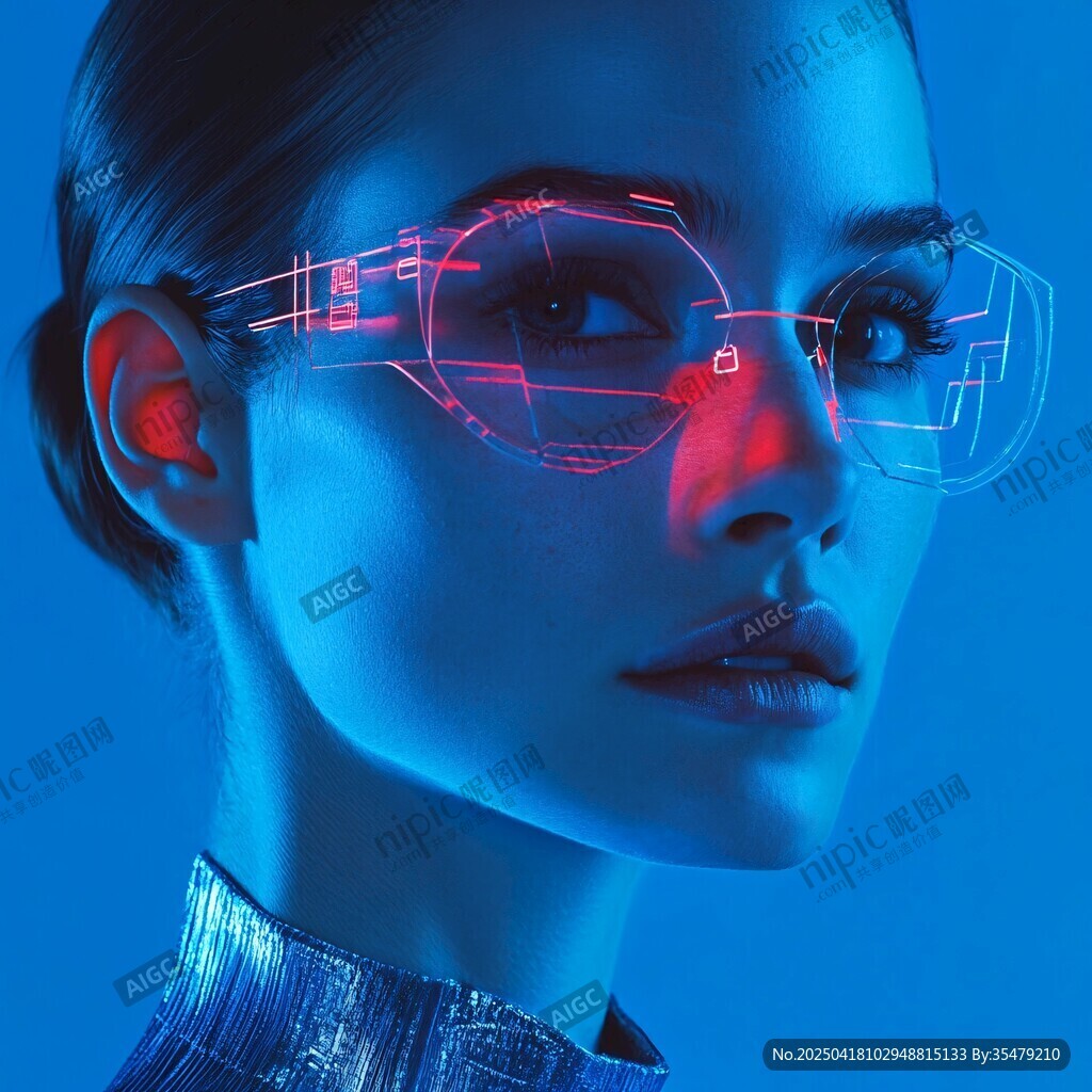 未来感科技风智能眼镜美女