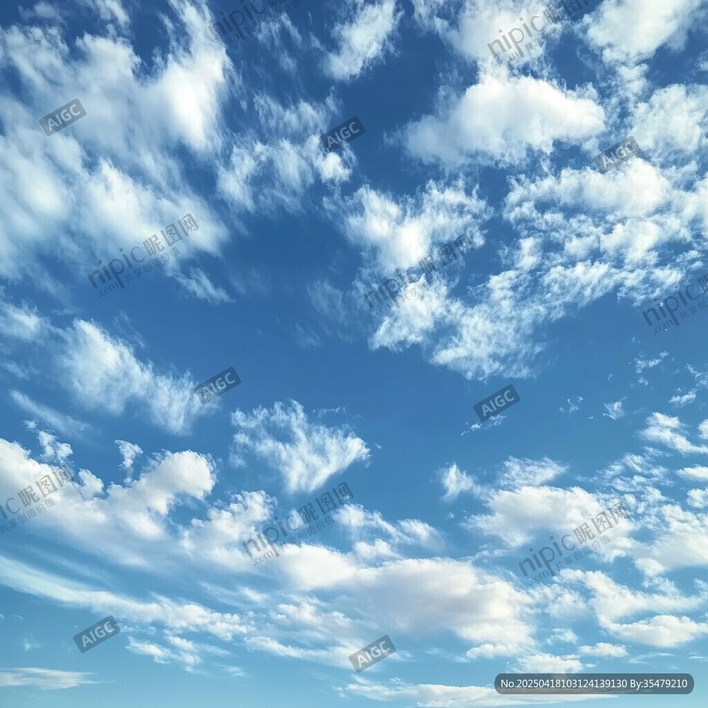 晴朗蓝天与蓬松白云美景