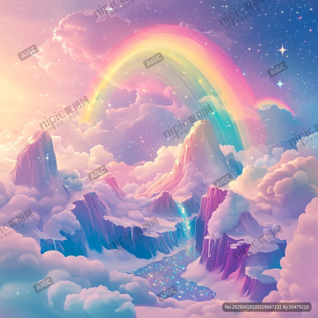 梦幻云端彩虹奇幻美景
