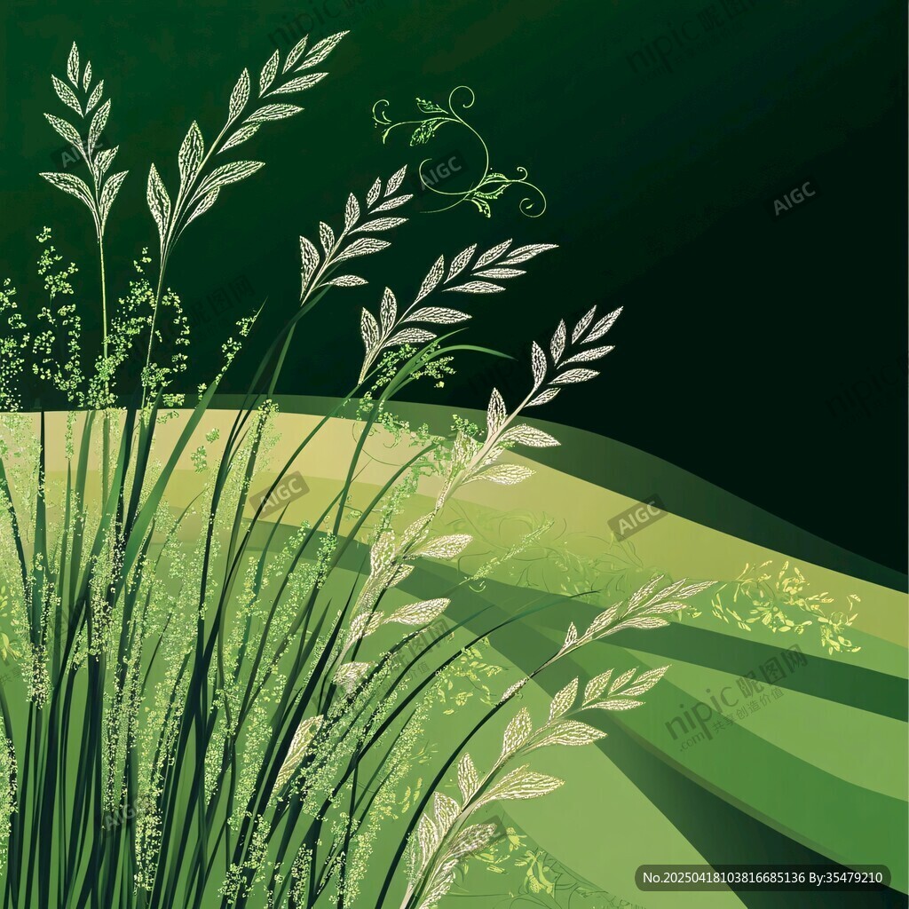绿色田野中的清新植物