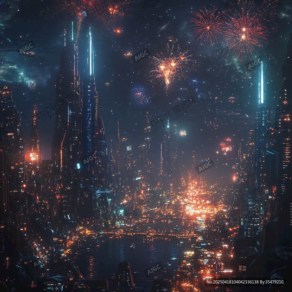 梦幻夜城烟花璀璨