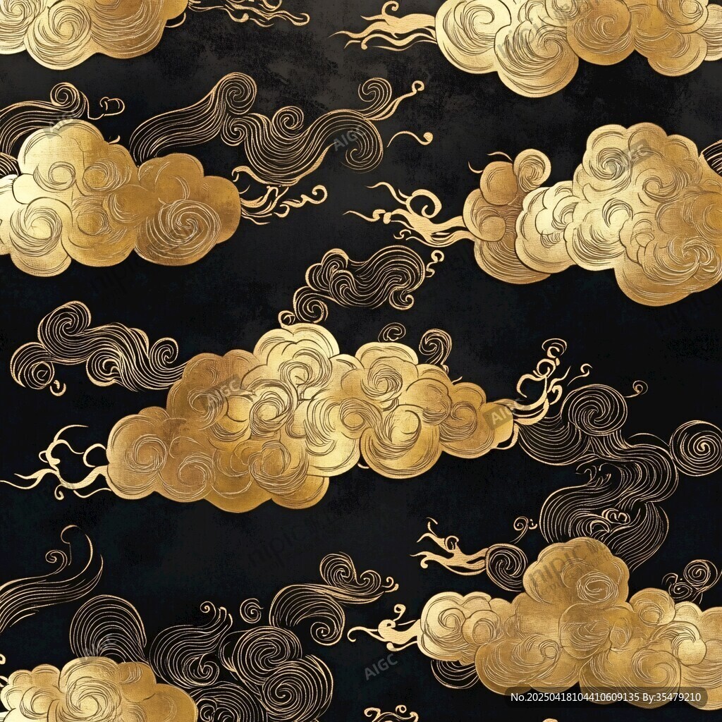 黑金祥云中式纹理图案