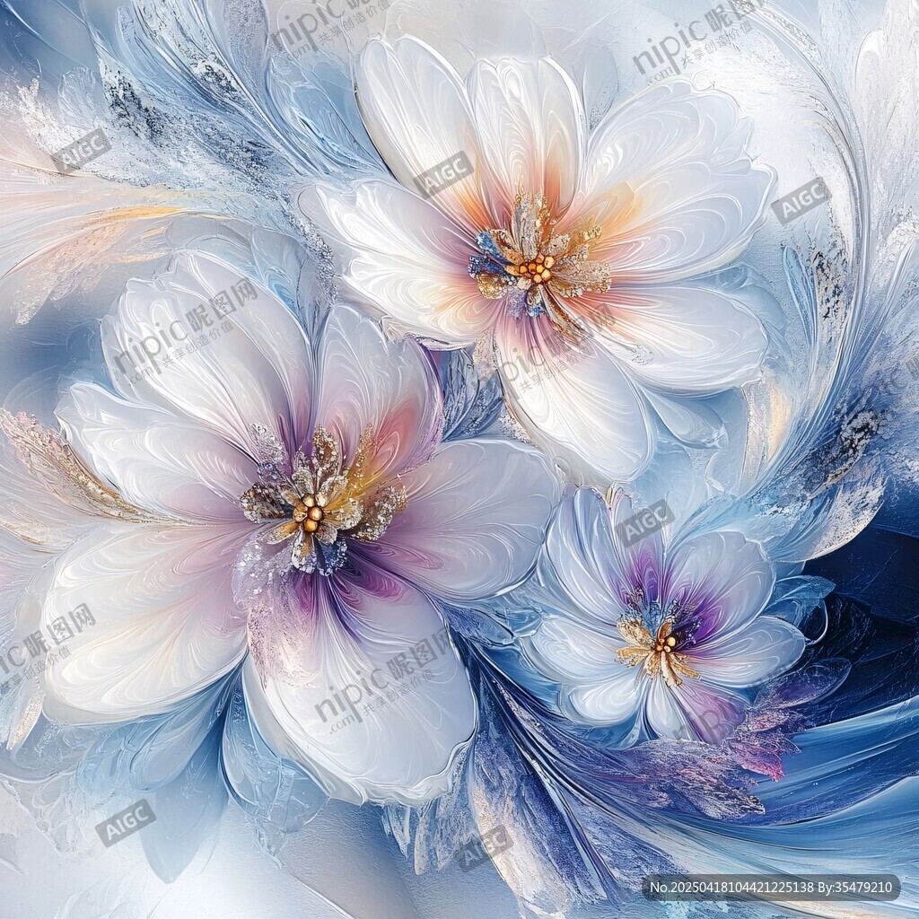 梦幻绚丽花卉艺术插画