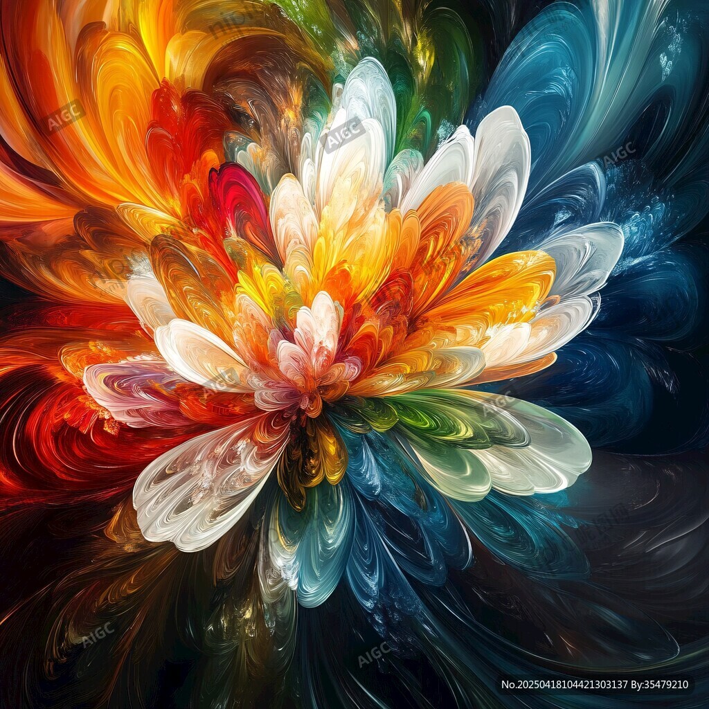 绚丽多彩抽象花朵艺术图景