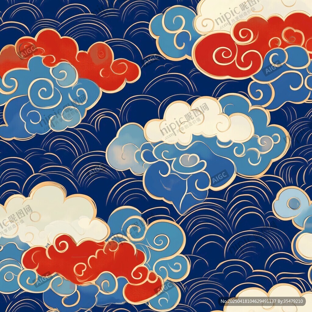 中式祥云图案背景纹理