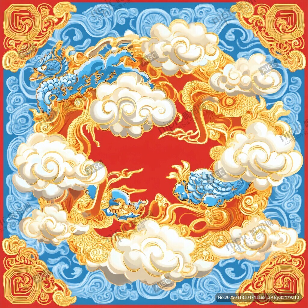 龙凤祥云中式传统图案
