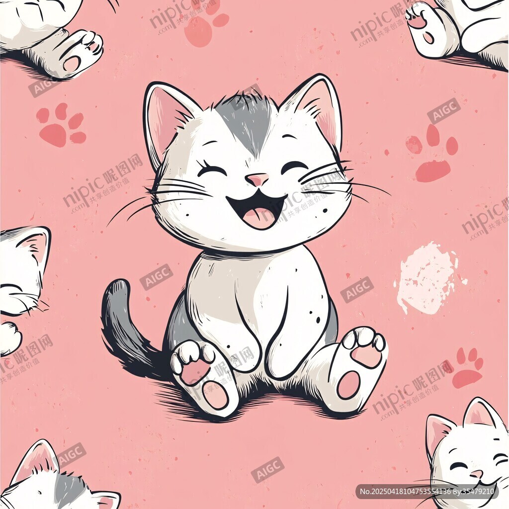 可爱猫咪萌趣图案背景图