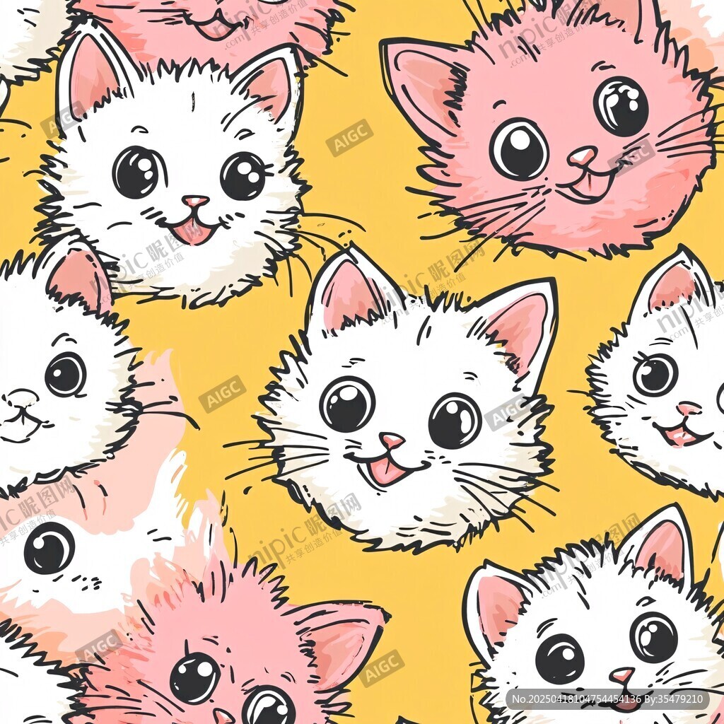 可爱猫咪头像无缝图案