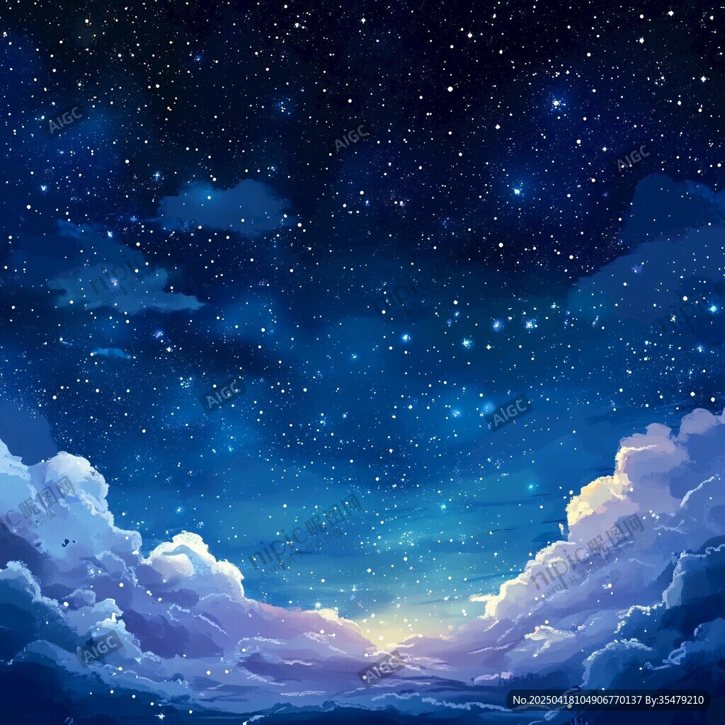 梦幻星空下的云海奇观