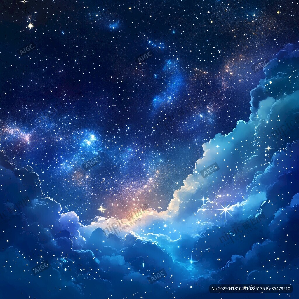 梦幻星空下的绚烂云海