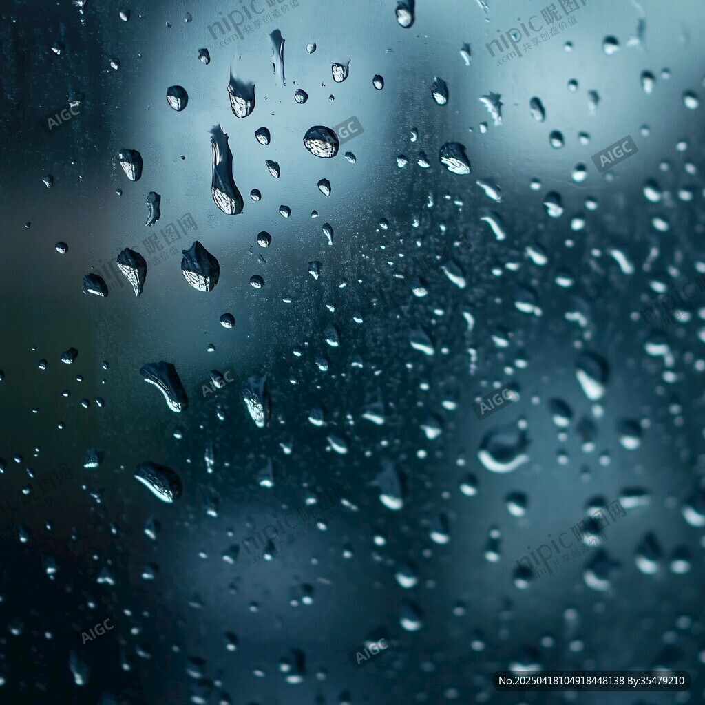玻璃上的晶莹雨滴
