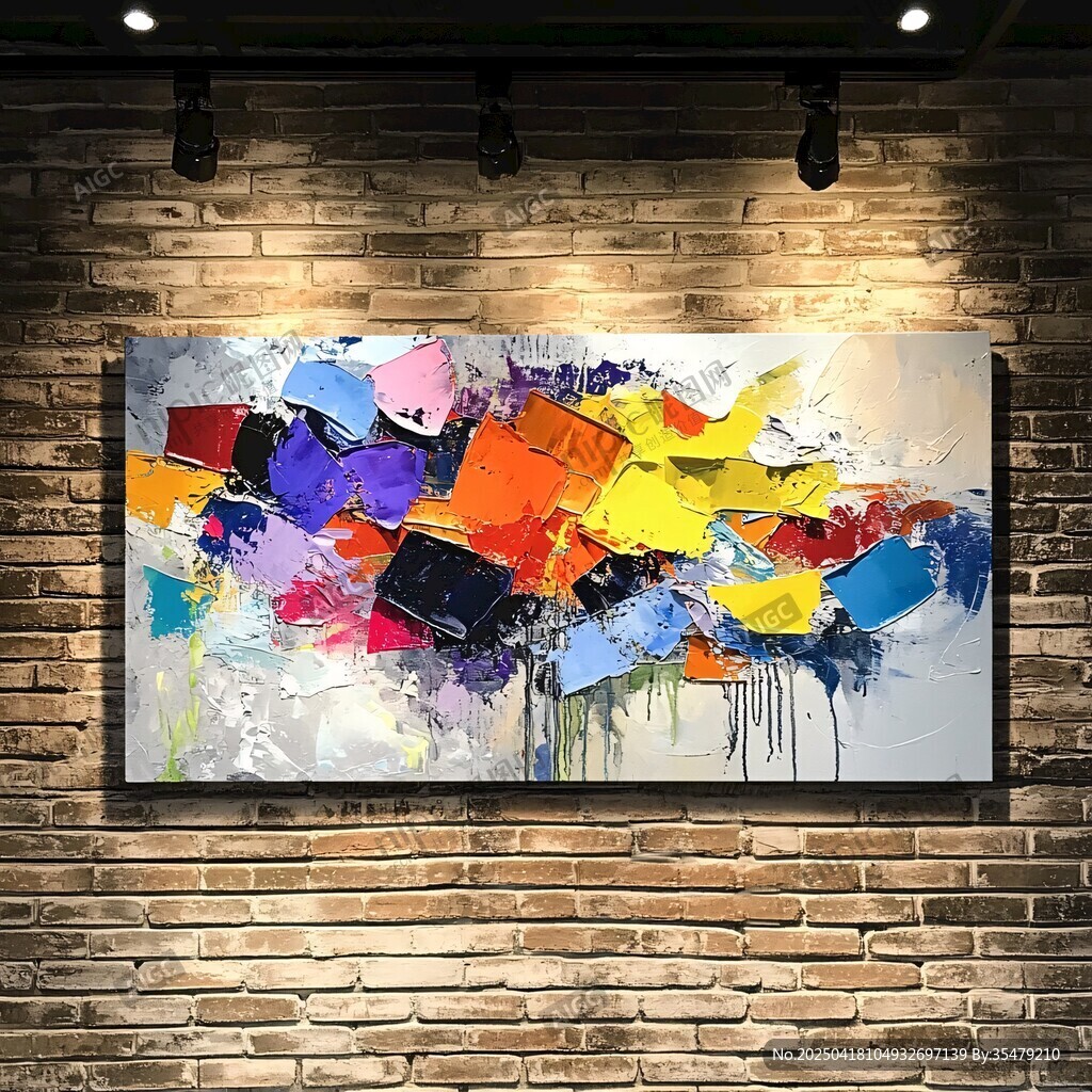 抽象艺术画作装点砖墙