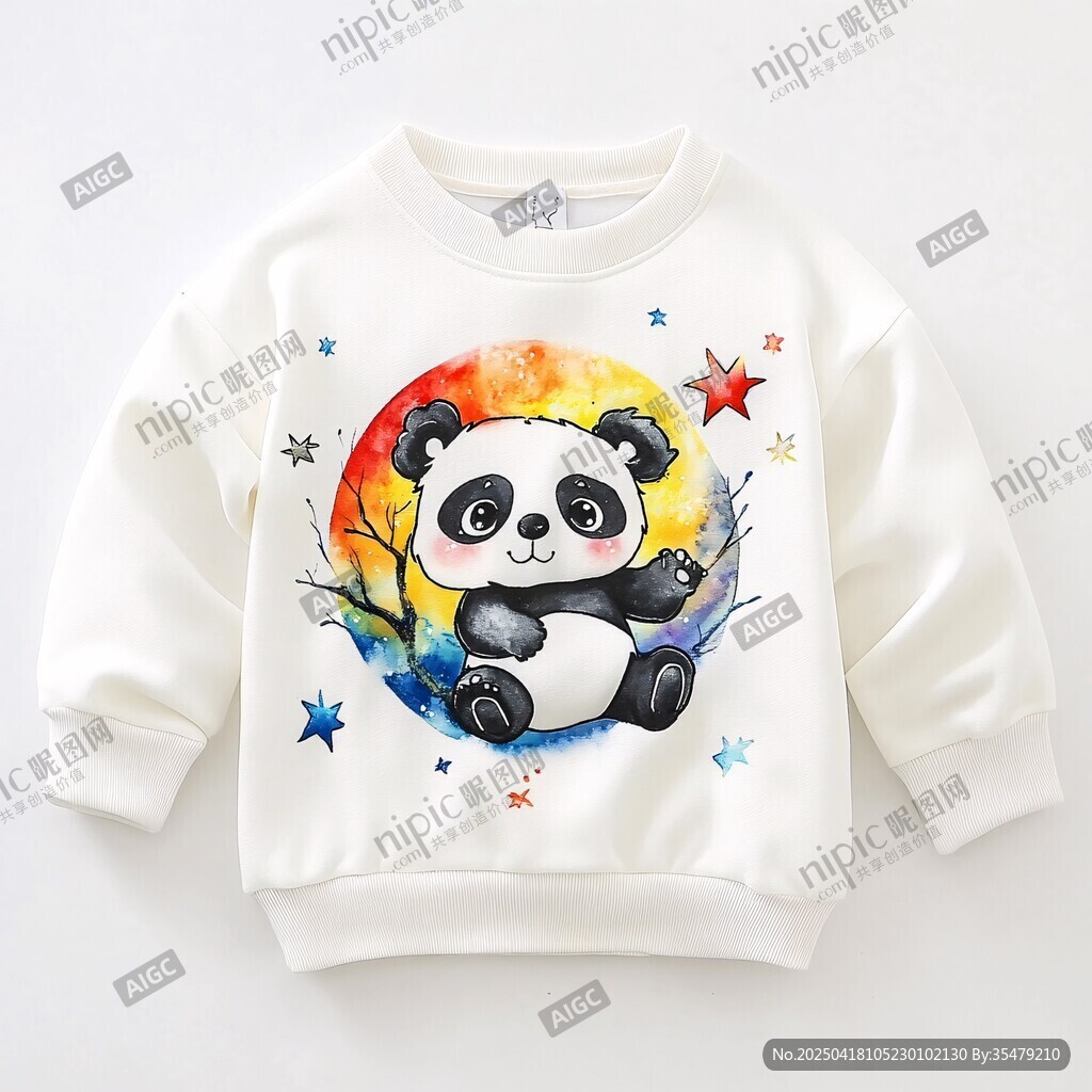 熊猫图案儿童白色卫衣