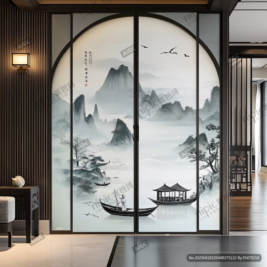 中式山水屏风隔断美如画