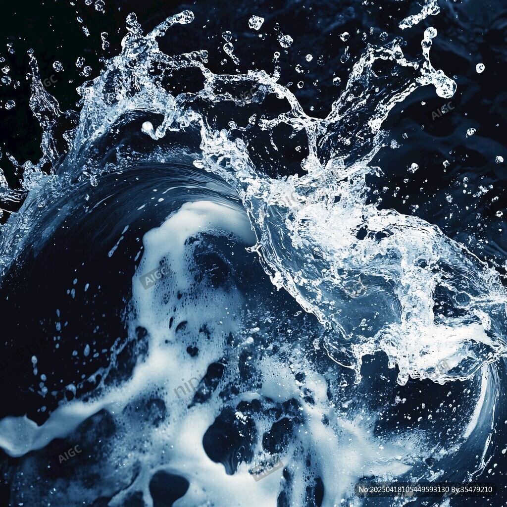 汹涌水花的动态瞬间