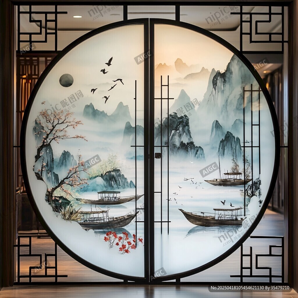 中式山水圆屏 古韵雅致风