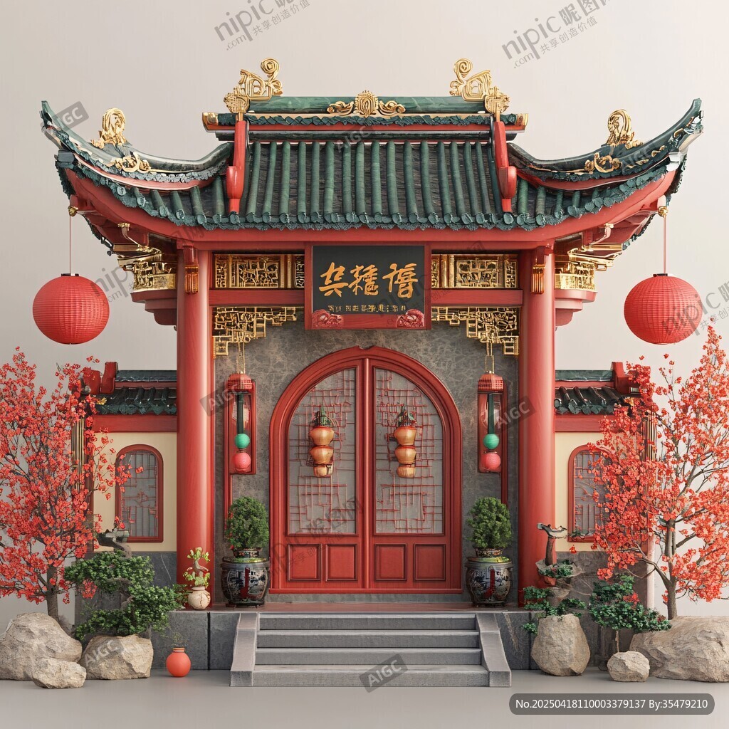 中式传统门楼 典雅大气
