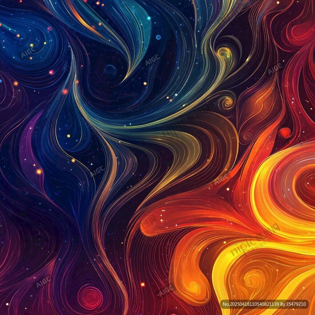 梦幻绚丽的色彩流动图案