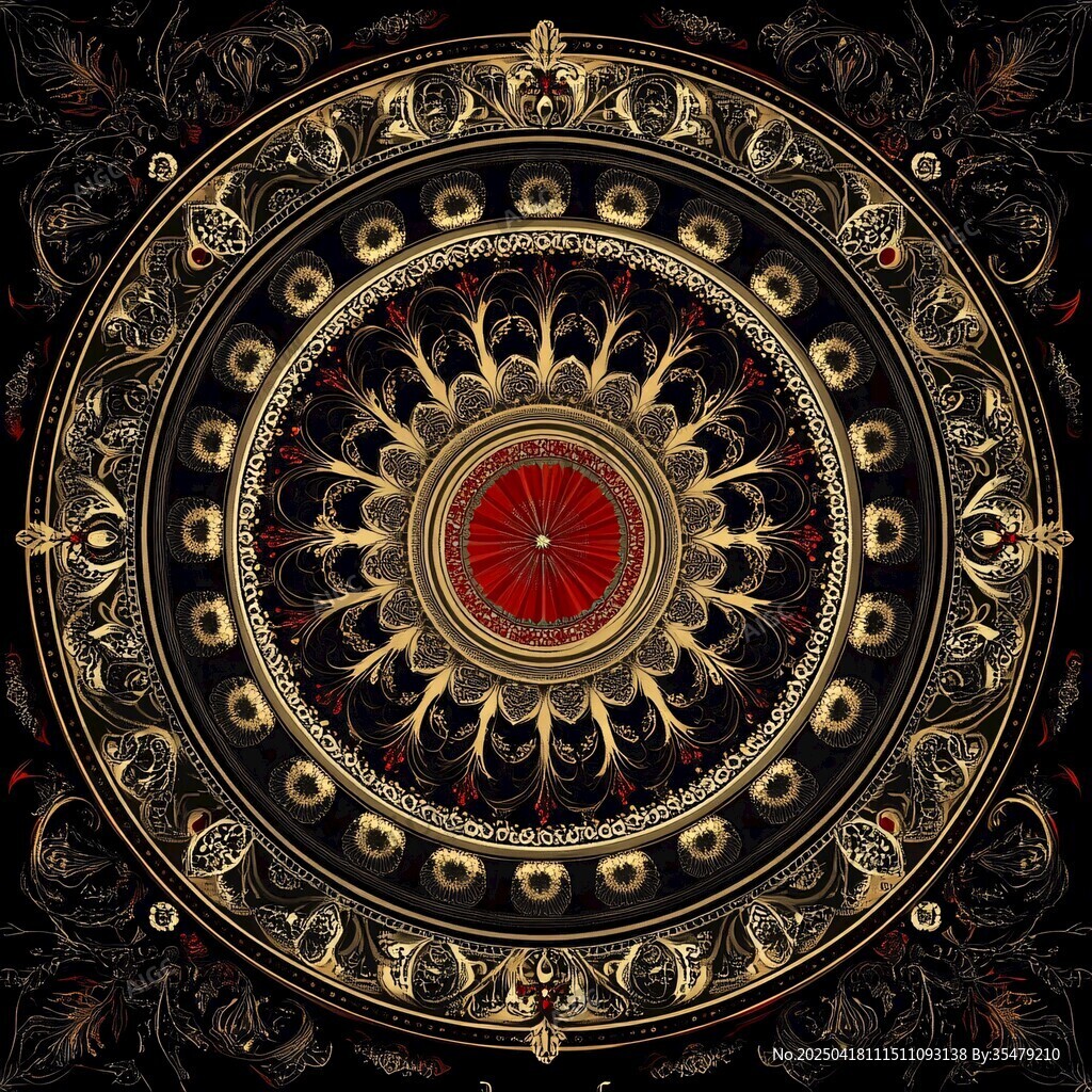 华丽黑金曼陀罗图案设计