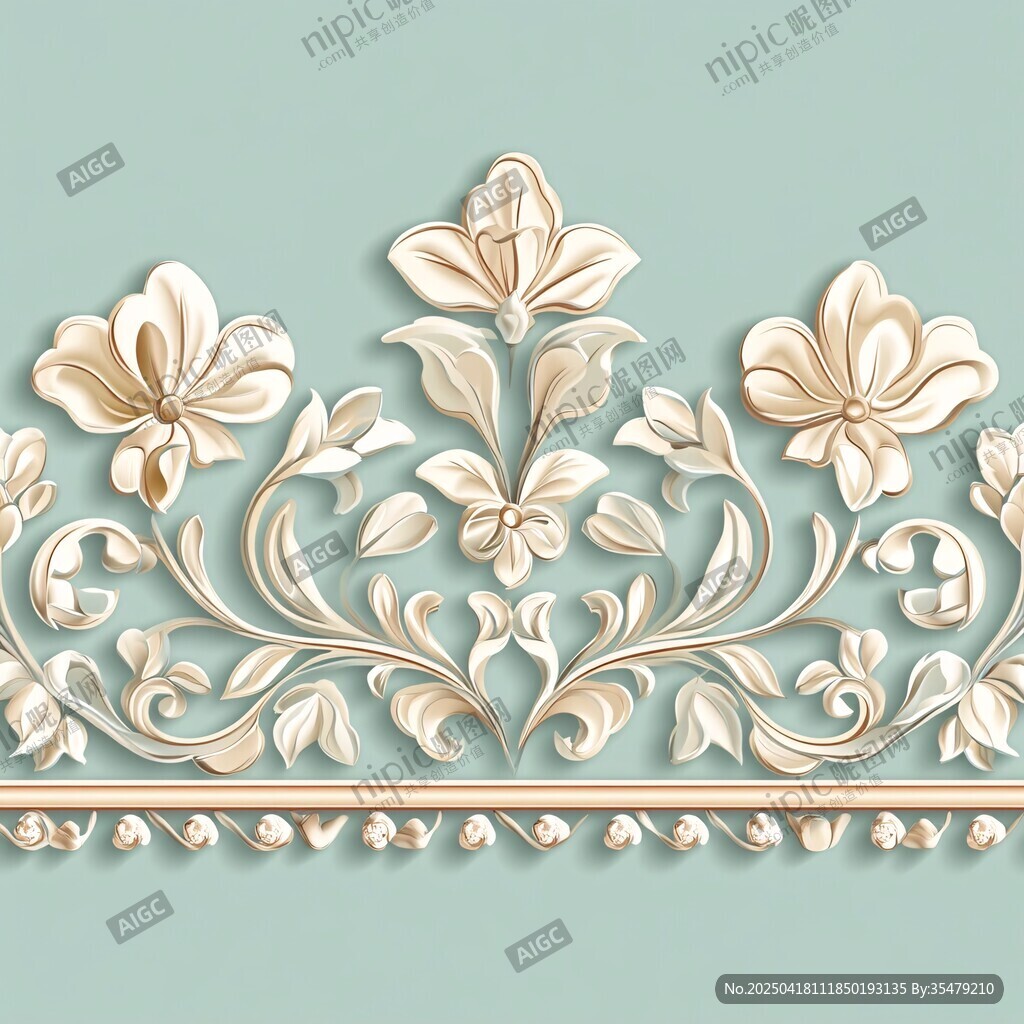 欧式浮雕花卉装饰图案