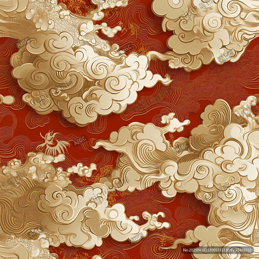 金云红底中式祥瑞图案
