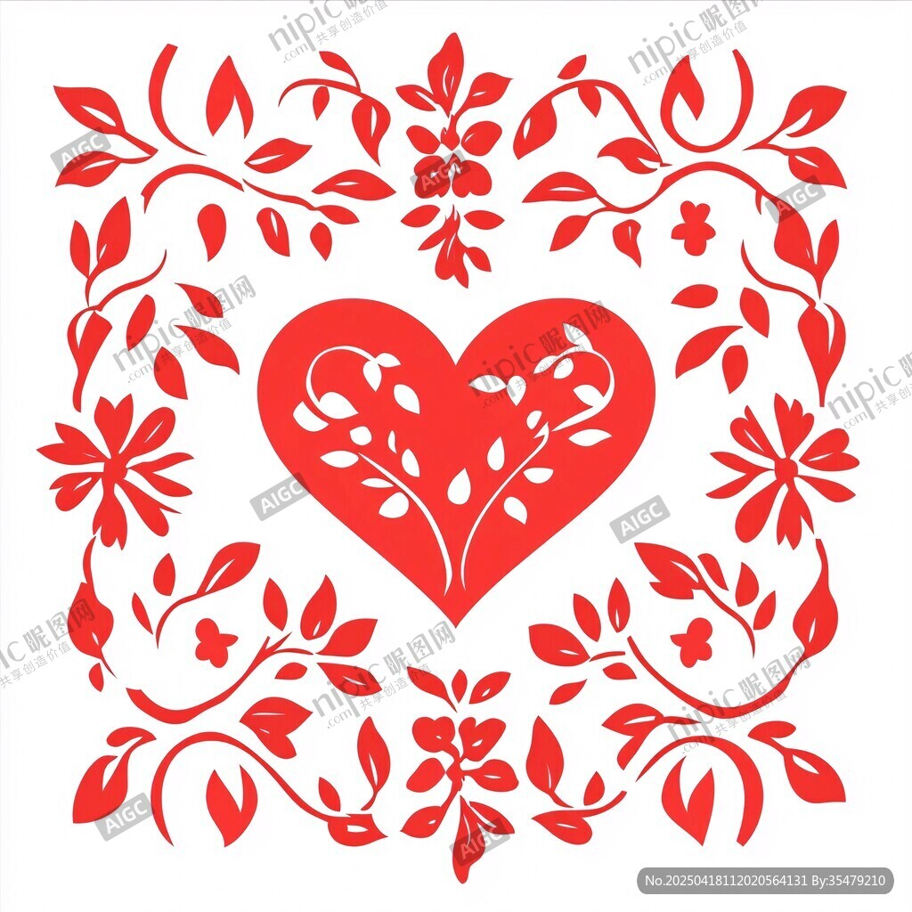红心花卉装饰图案设计