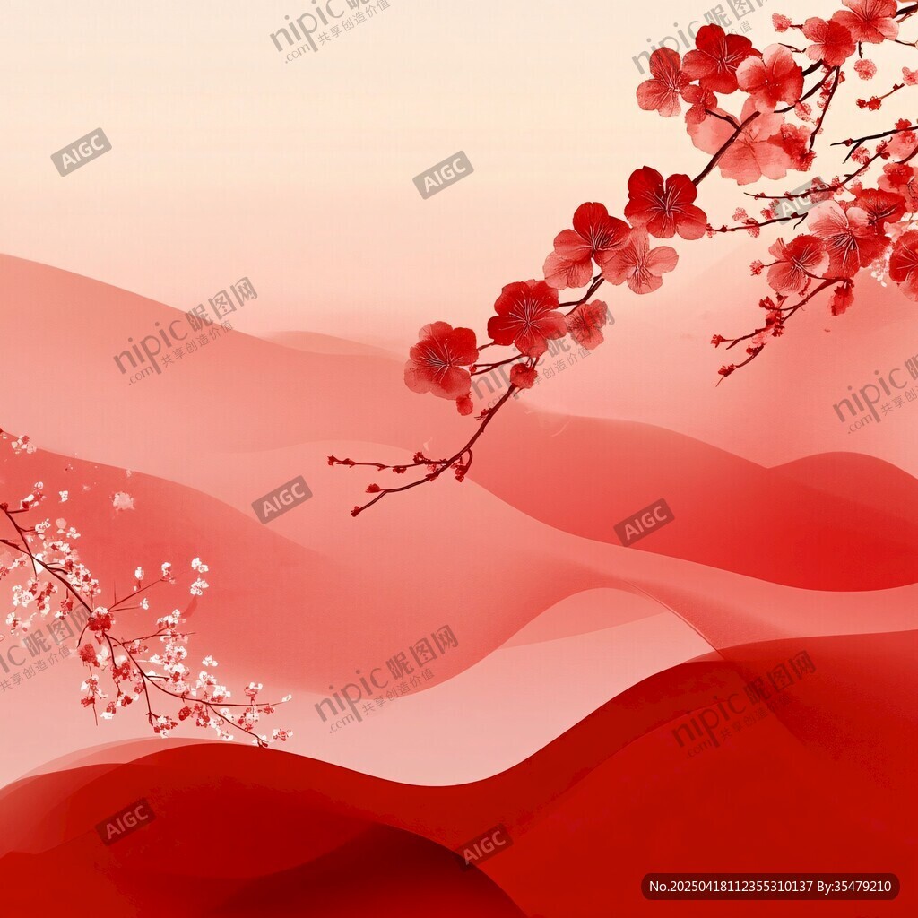 红梅映山峦 诗意东方景