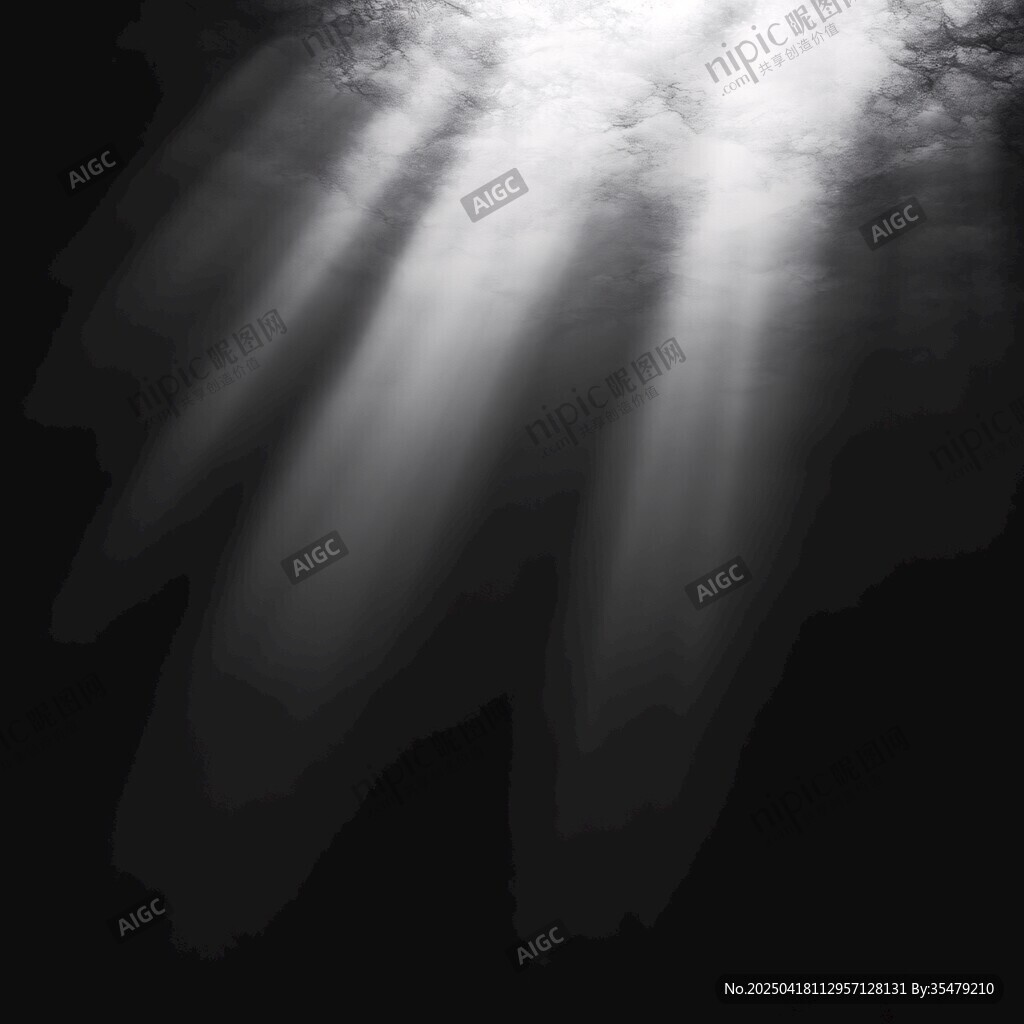 黑白光束穿透黑暗景象