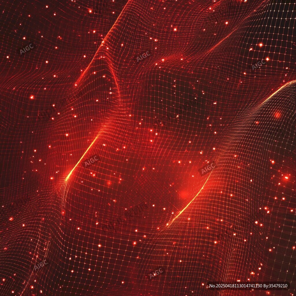红色科技感网格光影背景图