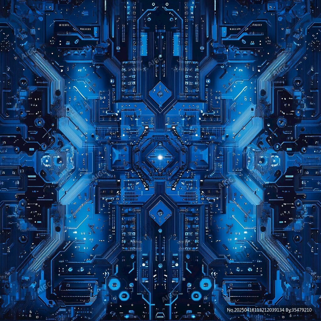 科技感蓝色电路板抽象图案