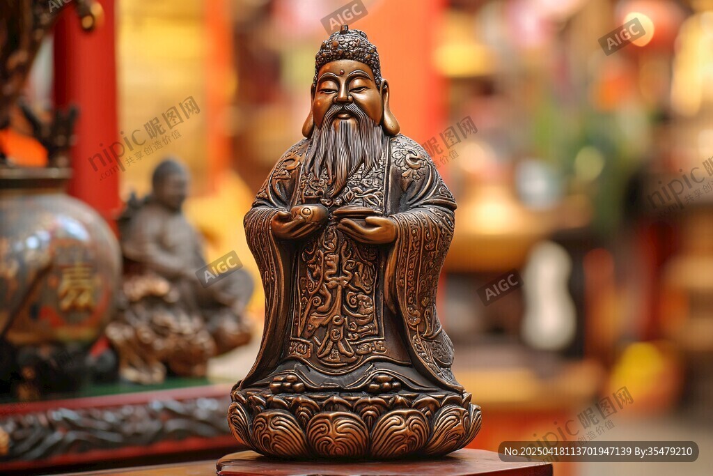 铜制财神像 古朴精致