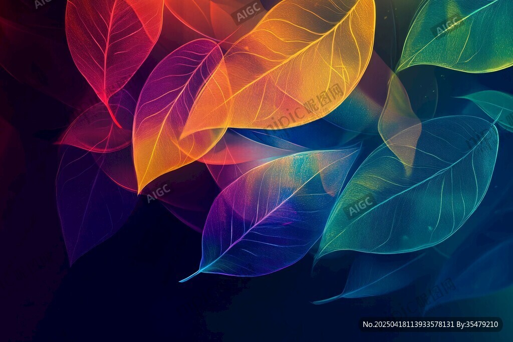梦幻炫彩叶脉背景图
