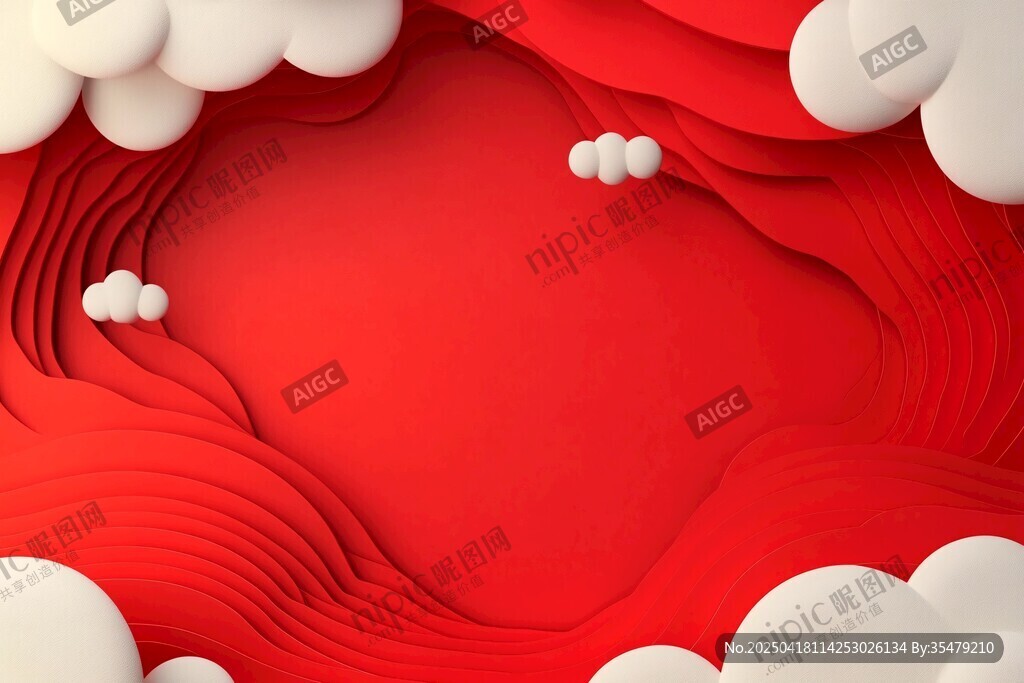 红色云纹创意立体背景