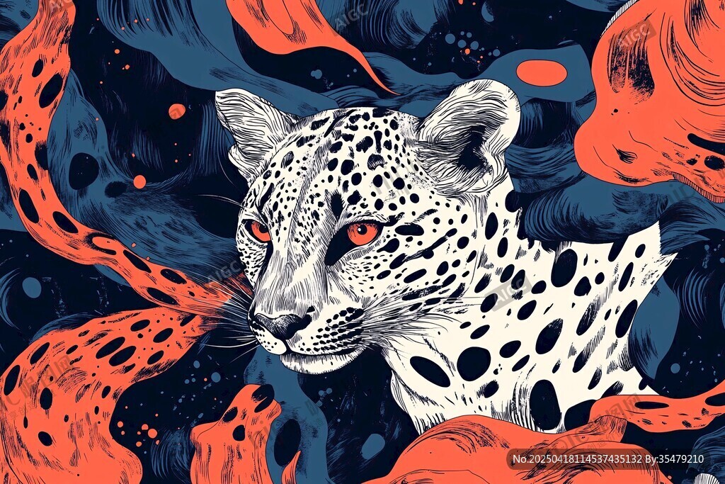 神秘猎豹与幻彩漩涡