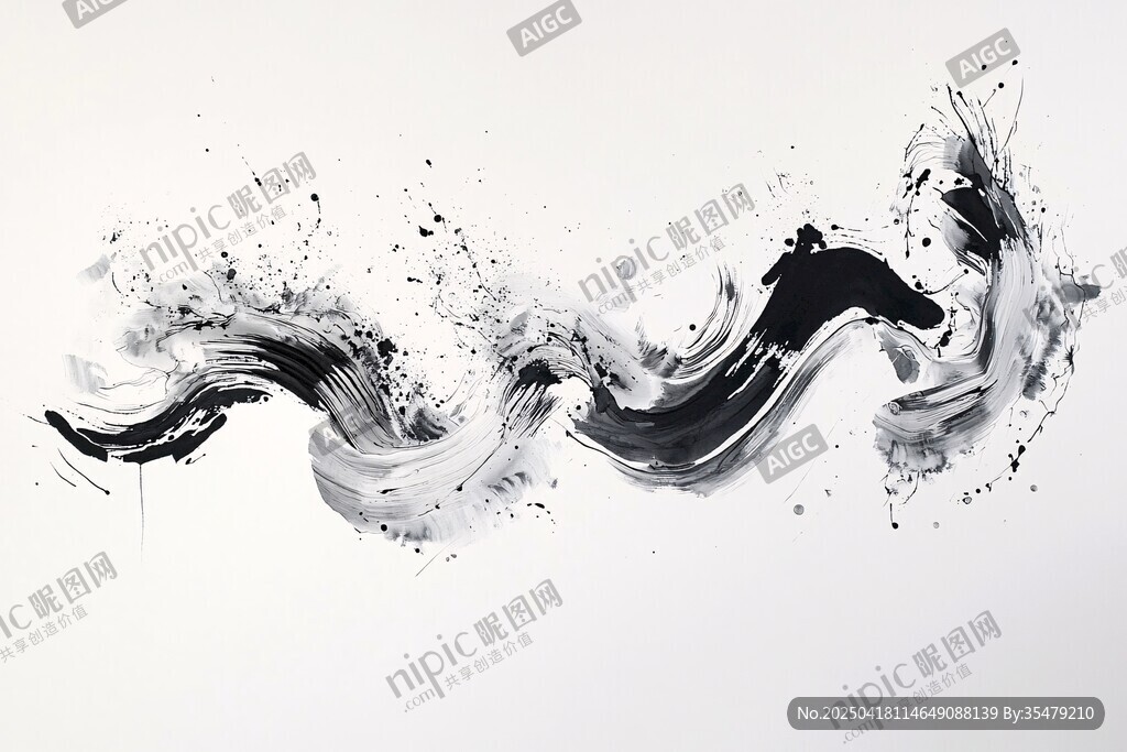 水墨动感线条抽象艺术图