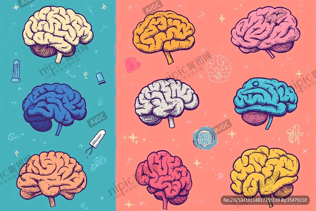 多彩创意大脑插画图案