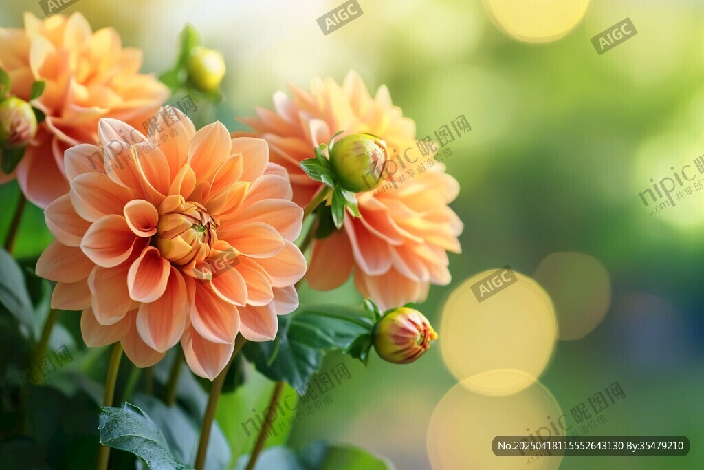 橙色大丽花绽放生机