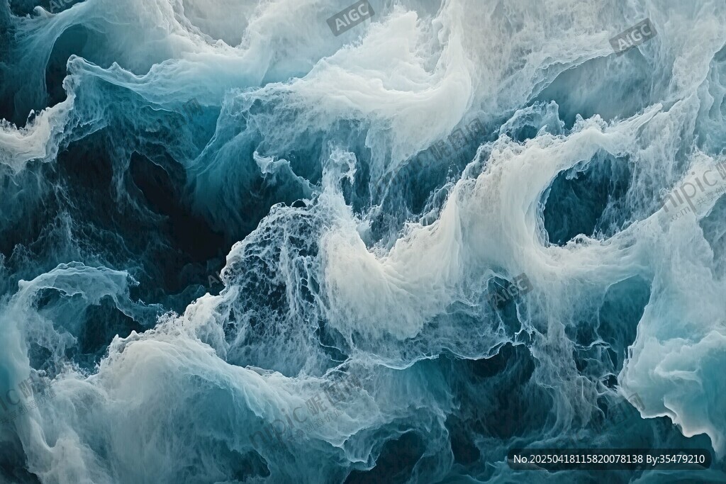 汹涌澎湃的蓝色海浪