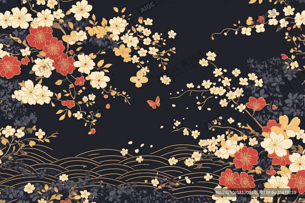 中式繁花绘景